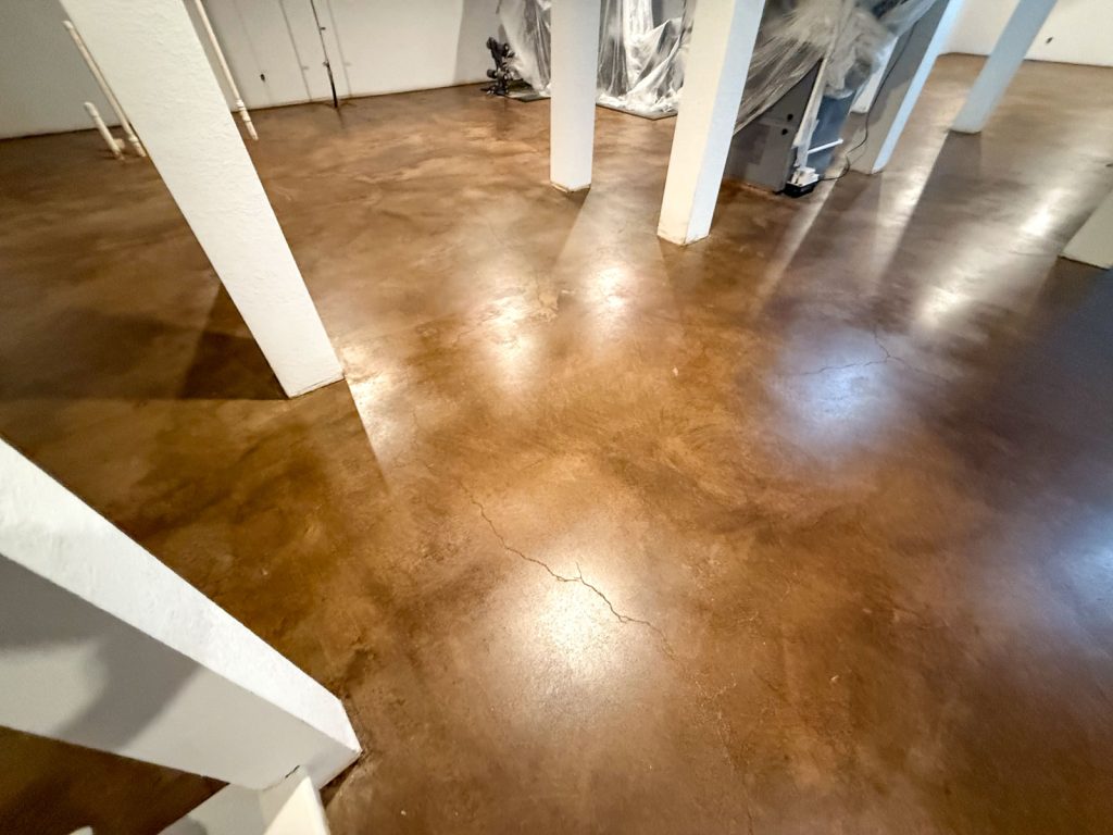 Stained and sealed basement floor