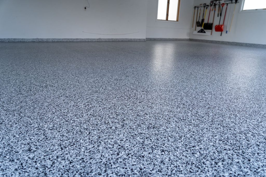 Close up of a coated garage floor
